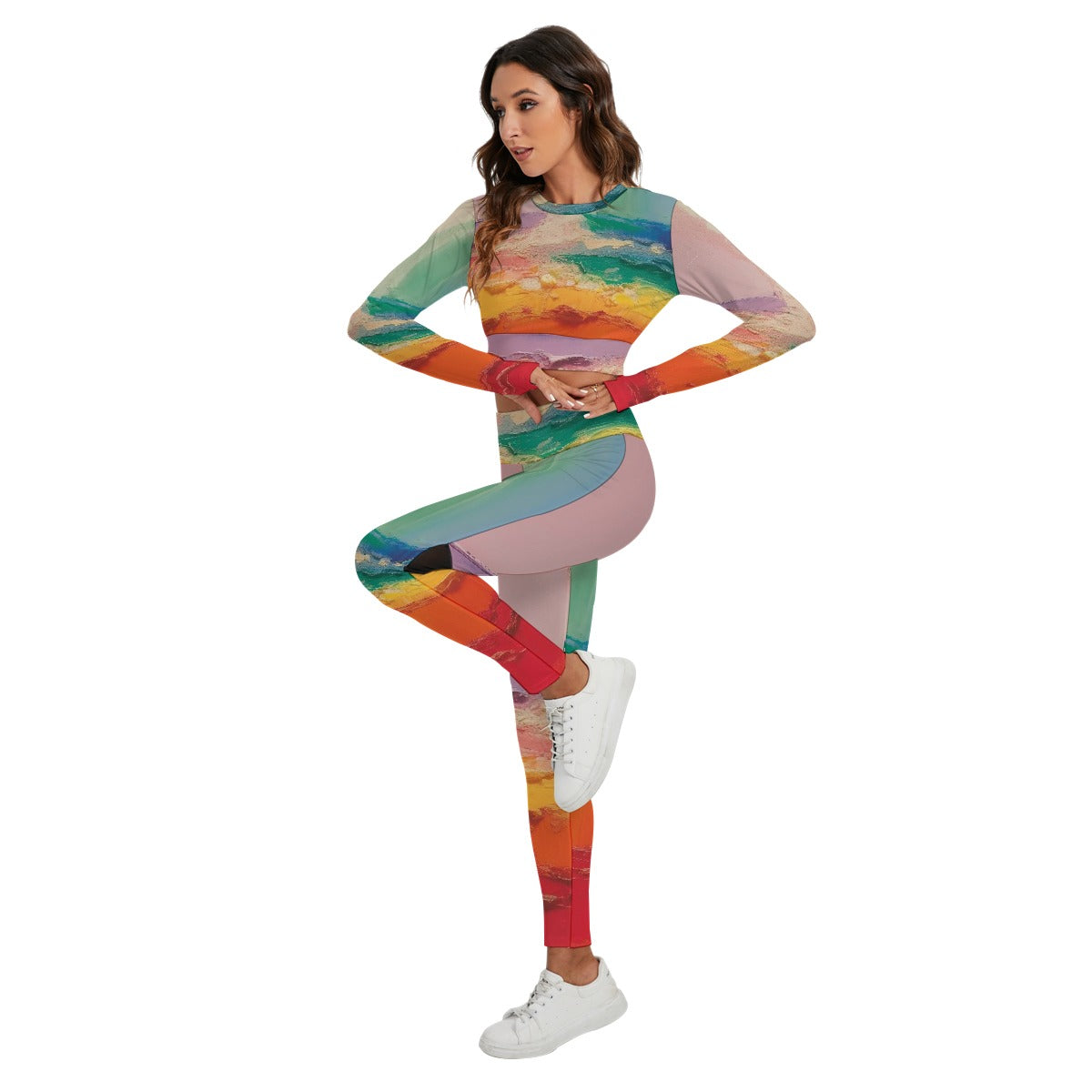 All-Over Print Women's Sport Set With Backless Top And Leggings