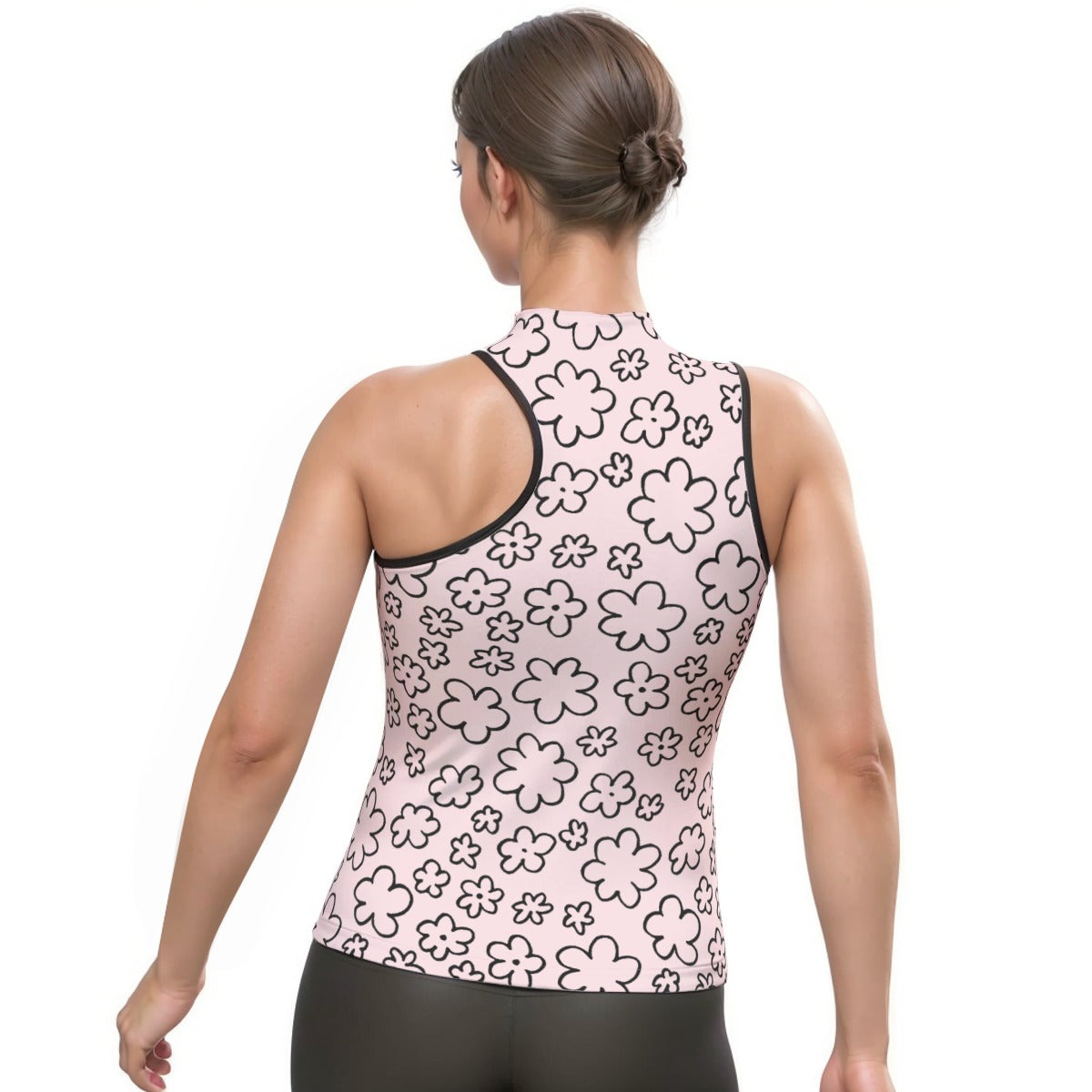 All-Over Print Women's Halter Sleeveless Asymmetrical Tank Top