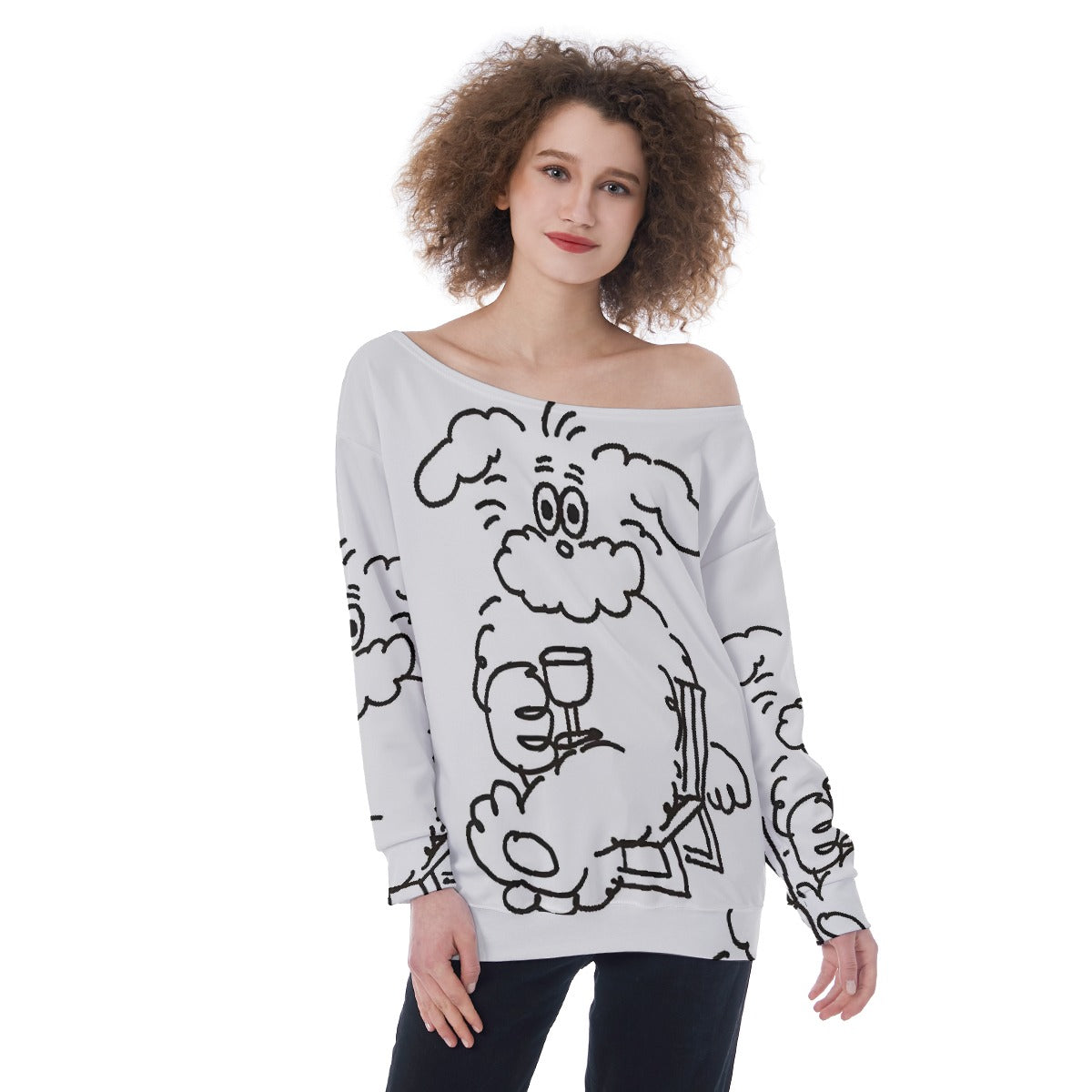 All-Over Print Oversized Women's Off-Shoulder Sweatshirt