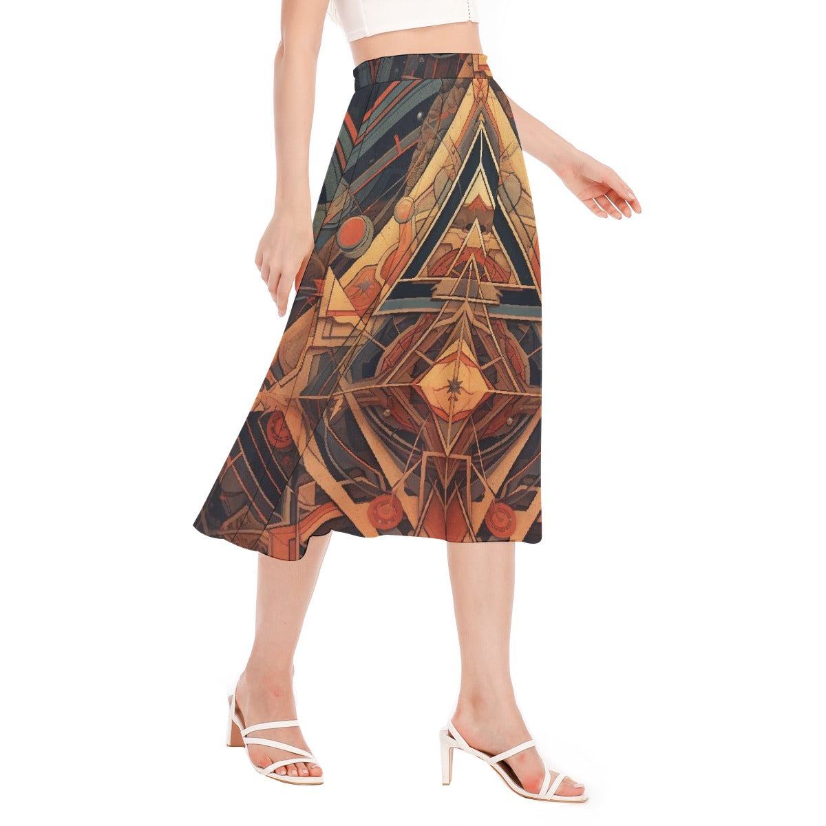 All-Over Print Women's Long Section Chiffon Skirt