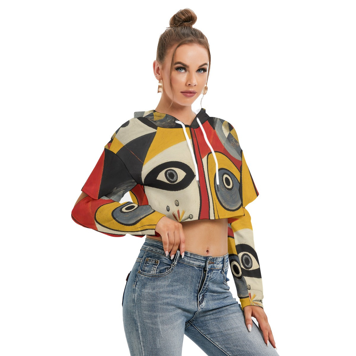 All-Over Print Women's Heavy Fleece Hoodie With Hollow Out Sleeve