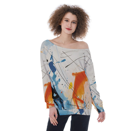 All-Over Print Oversized Women's Off-Shoulder Sweatshirt