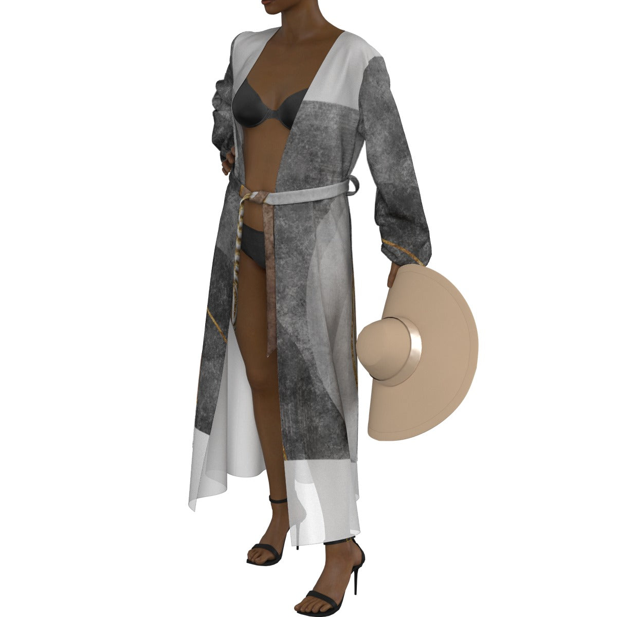 All-Over Print Women's Lace-up Chiffon Robe