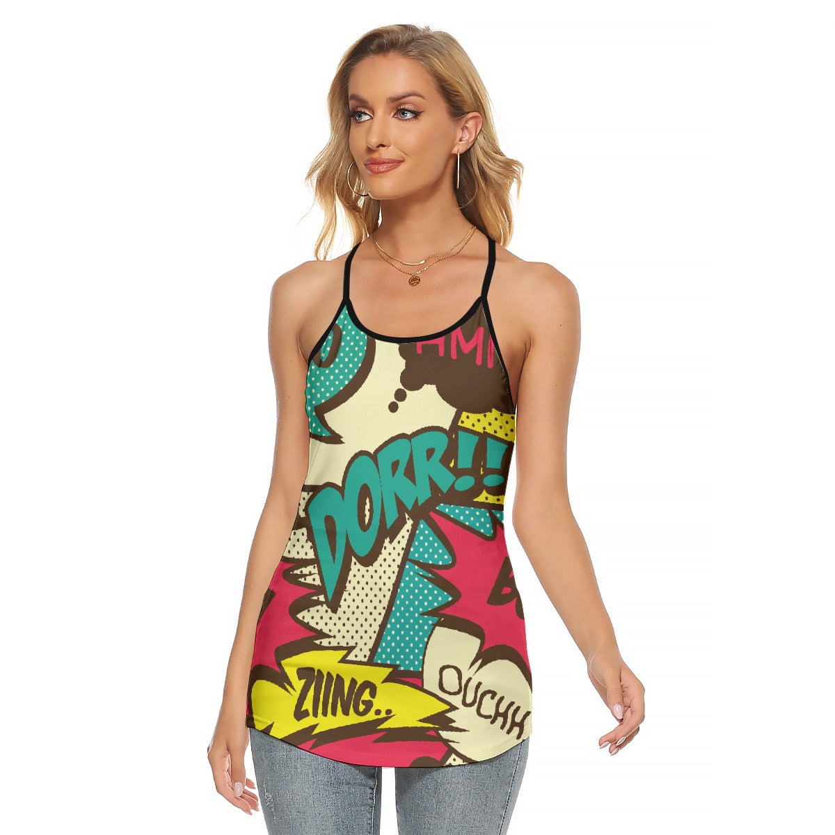 All-Over Print Women's Criss-Cross Open Back Tank Top