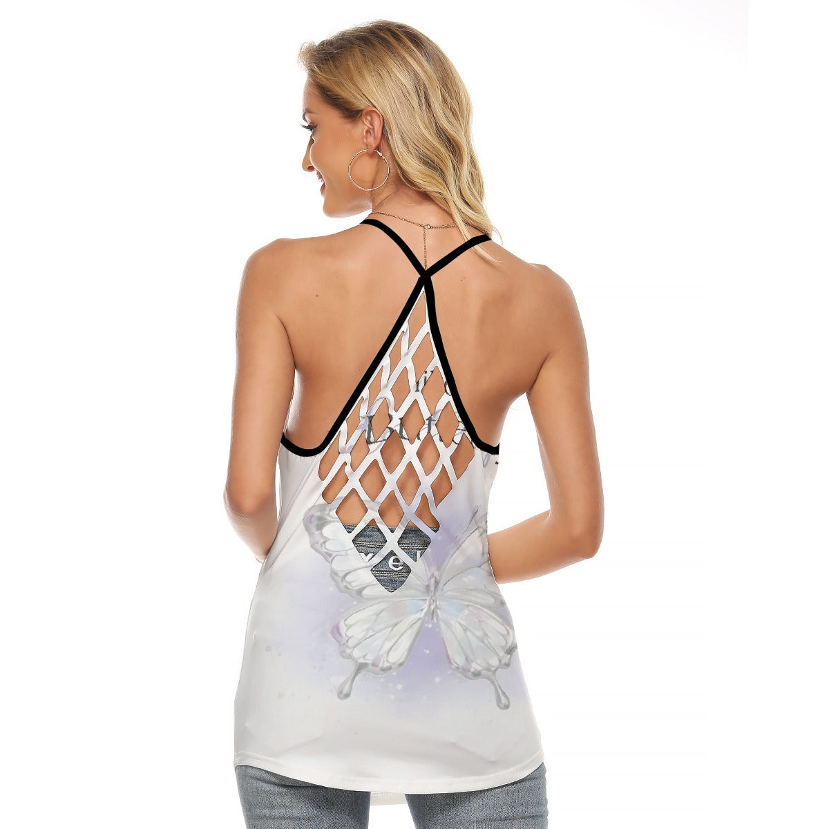 All-Over Print Women's Criss-Cross Open Back Tank Top
