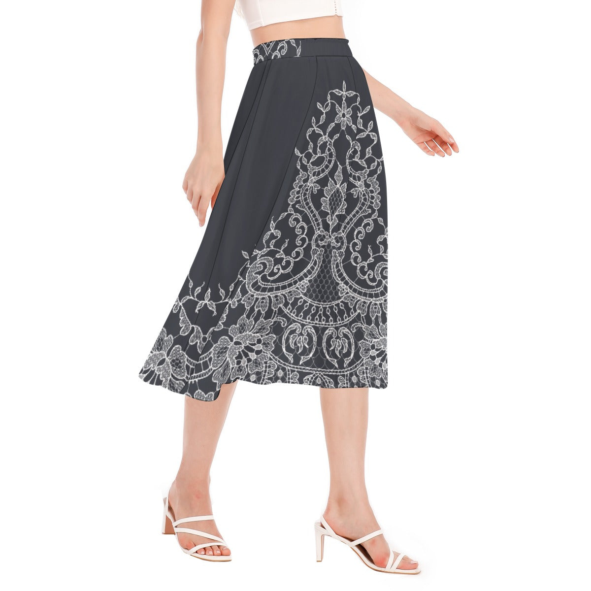 All-Over Print Women's Long Section Chiffon Skirt