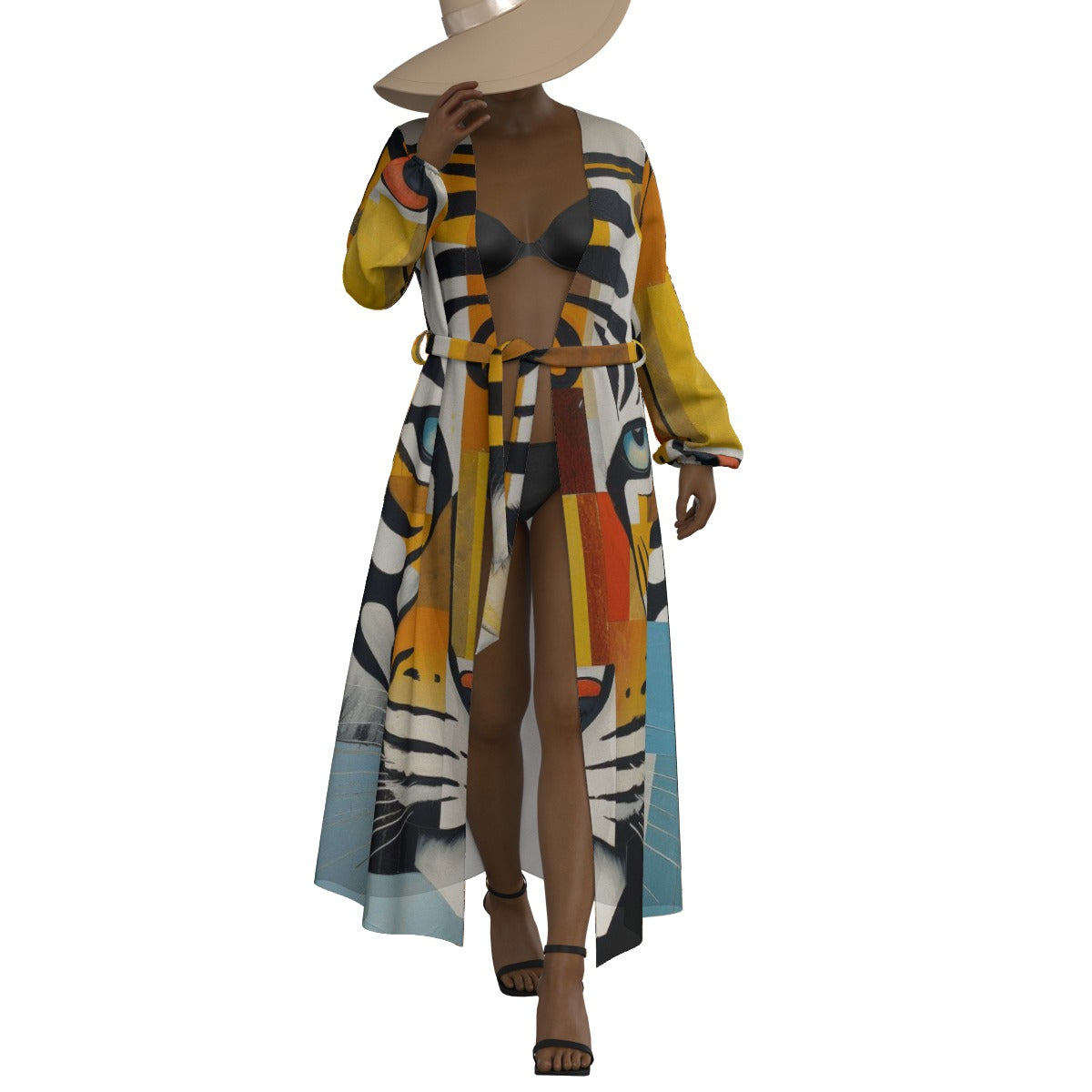 All-Over Print Women's Lace-up Chiffon Robe