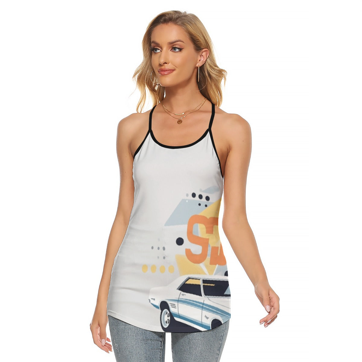 All-Over Print Women's Criss-Cross Open Back Tank Top