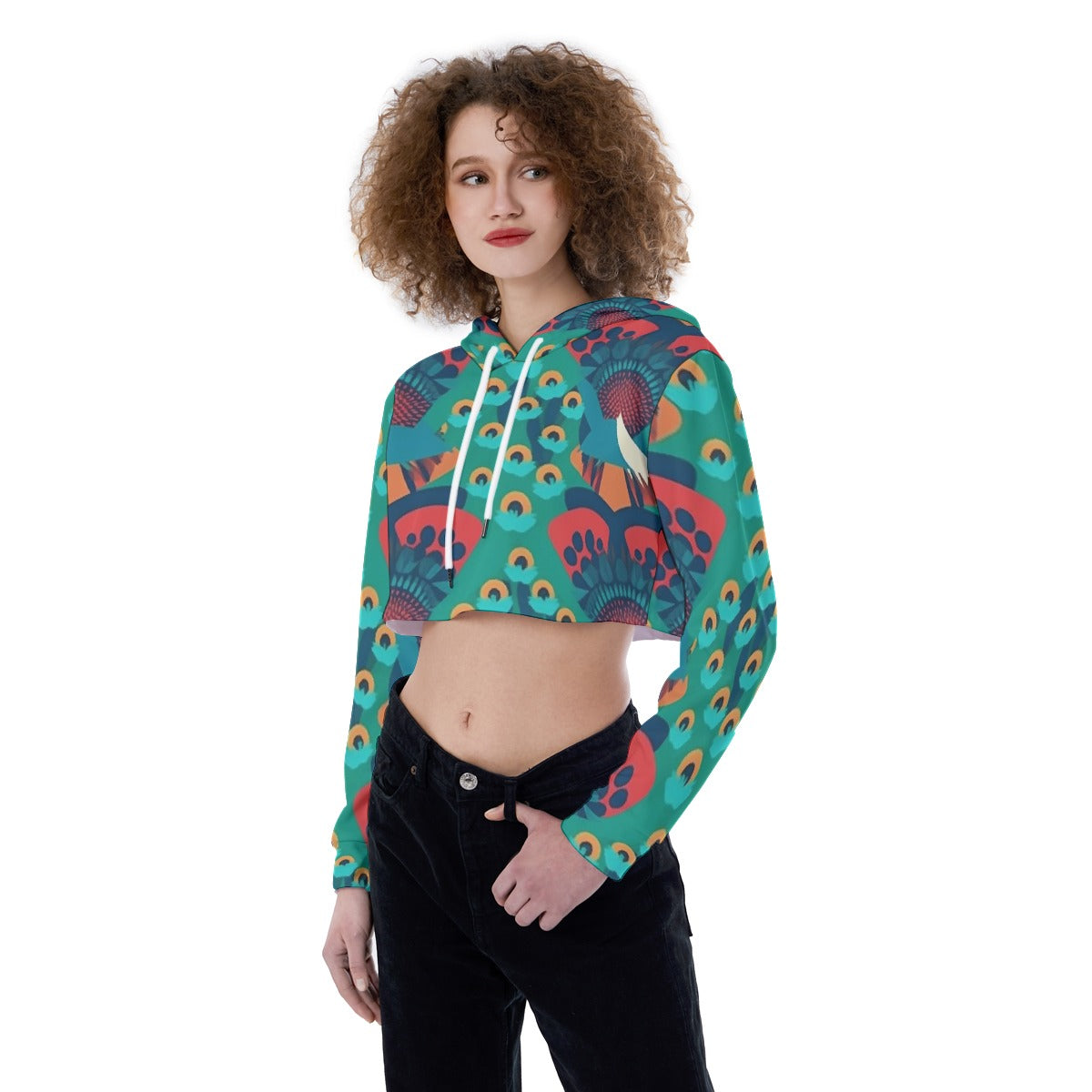 All-Over Print Women's Crop Top Hoodie