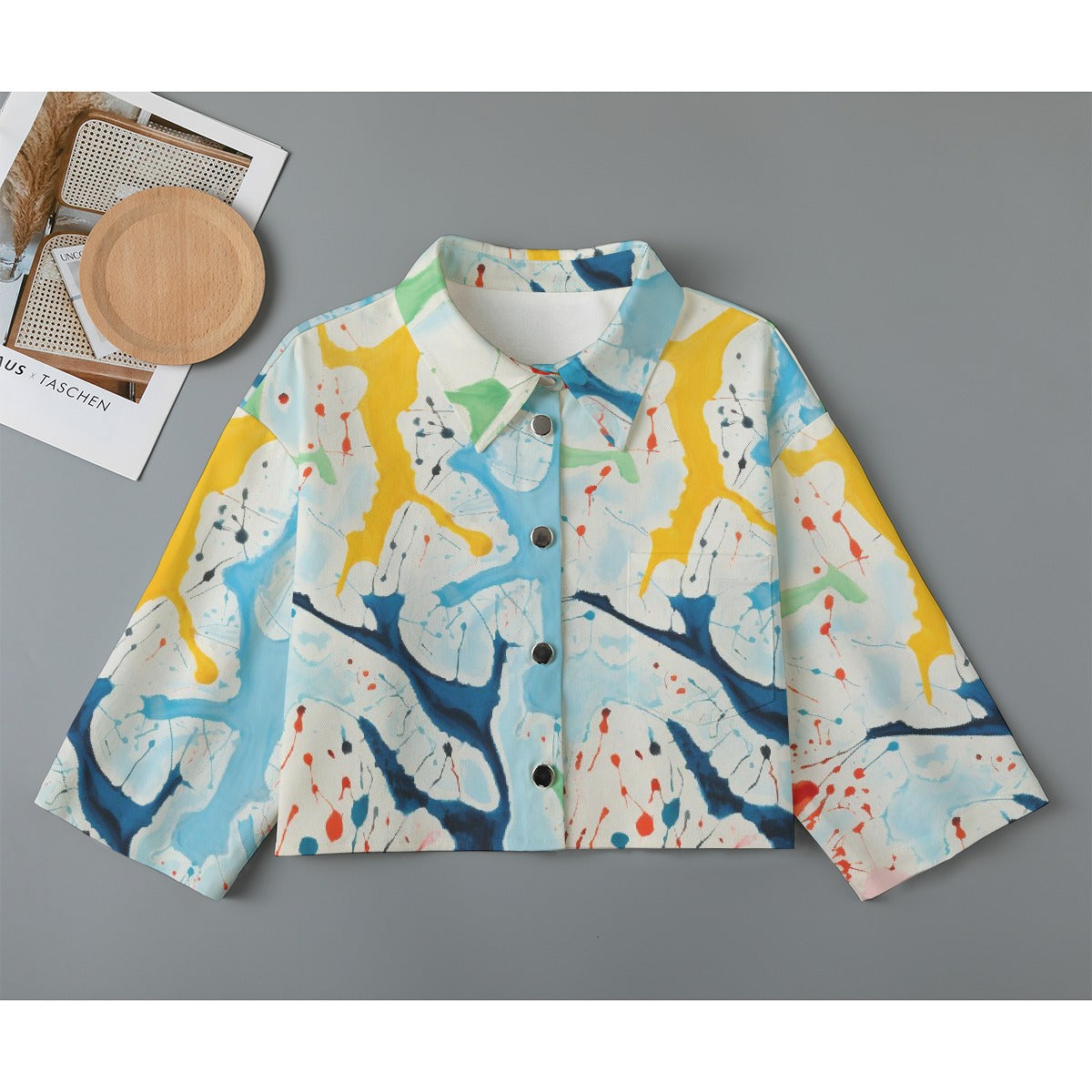 All-Over Print Women's Cropped Jacket | 245GSM Cotton