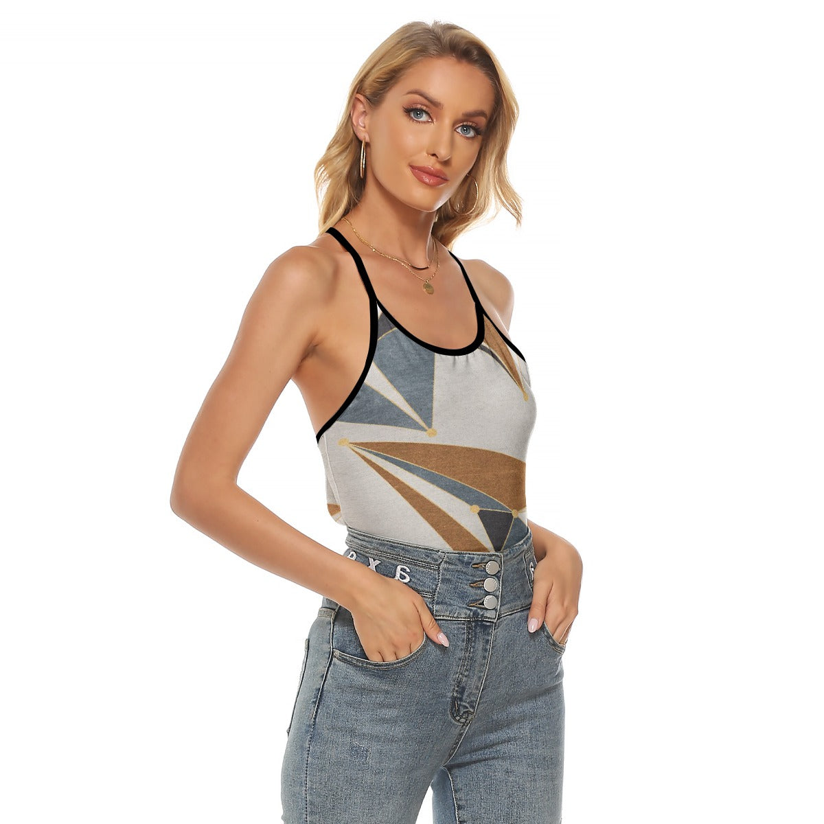 All-Over Print Women's Criss-Cross Open Back Tank Top