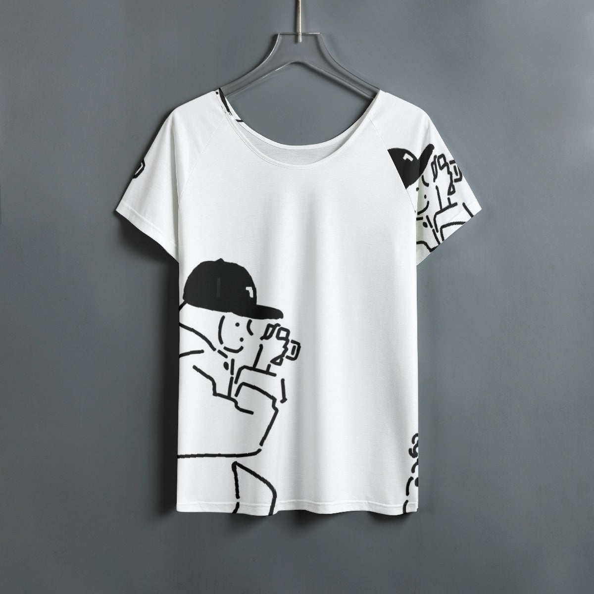 All-Over Print Women's Round Neck T-shirt With Raglan Sleeve