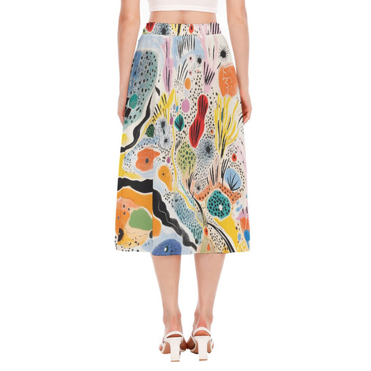All-Over Print Women's Long Section Chiffon Skirt