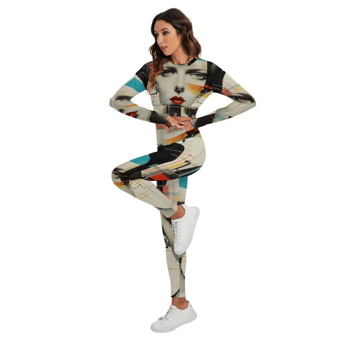 All-Over Print Women's Sport Set With Backless Top And Leggings