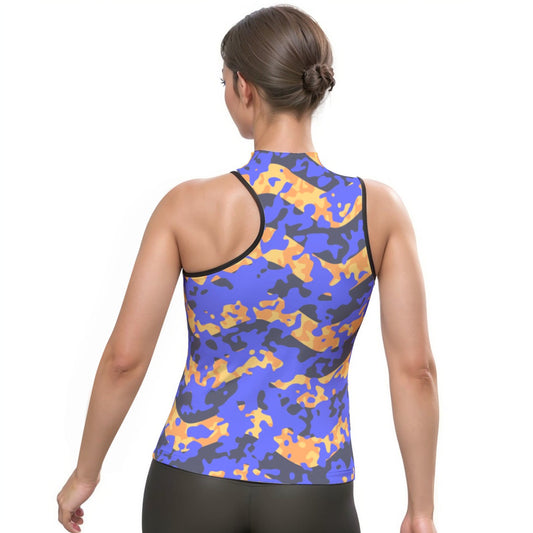 All-Over Print Women's Halter Sleeveless Asymmetrical Tank Top