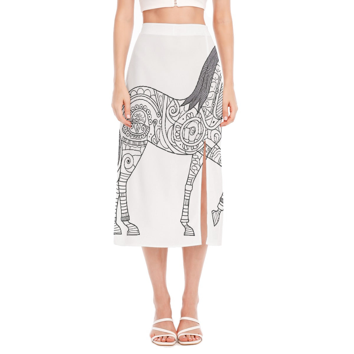All-Over Print Women's High Slit Long Skirt