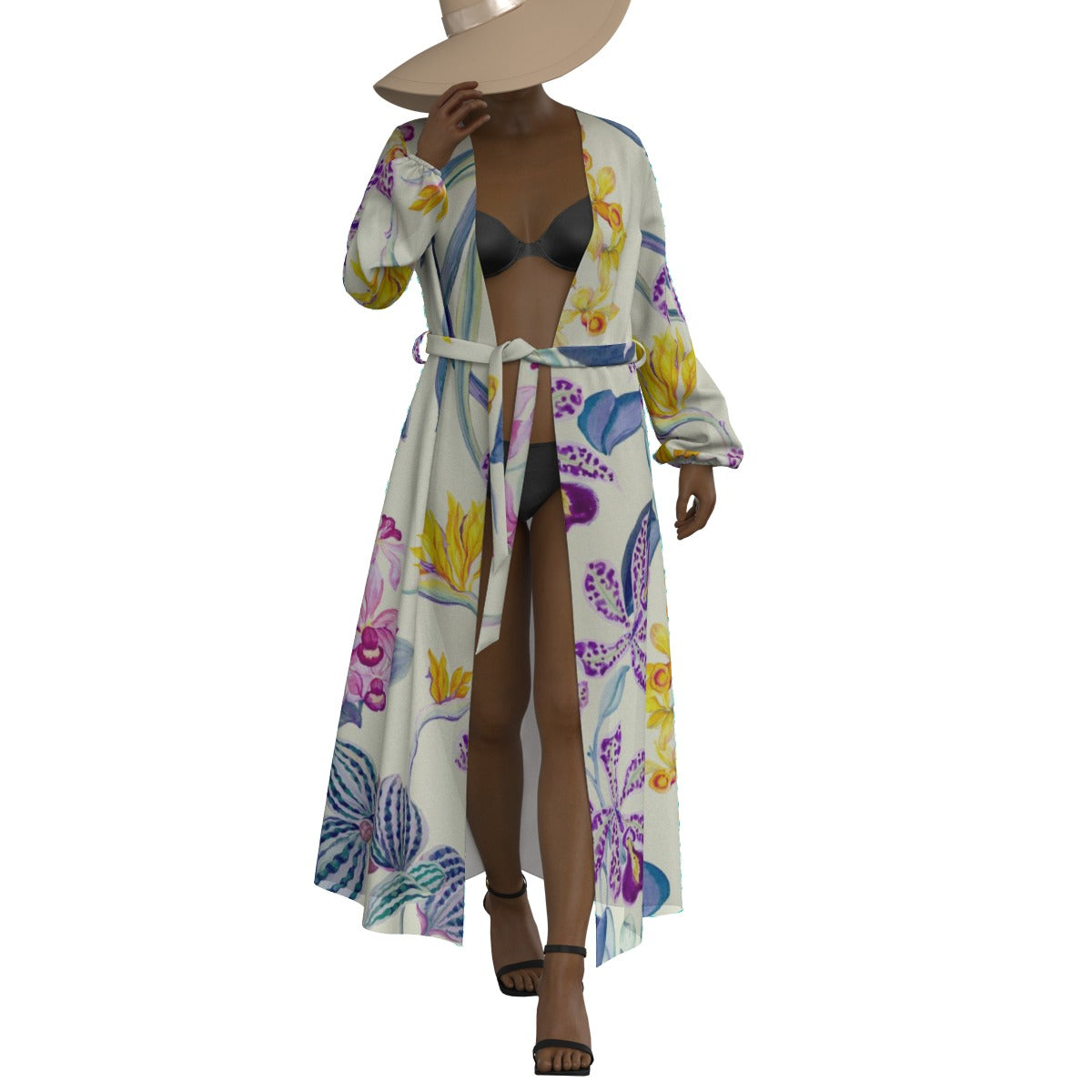 All-Over Print Women's Lace-up Chiffon Robe