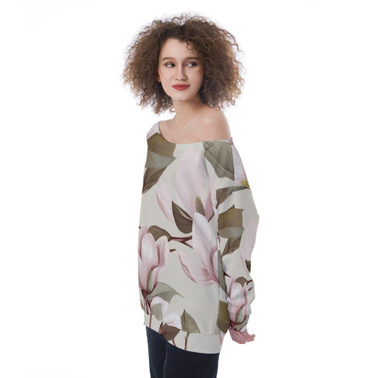 All-Over Print Oversized Women's Off-Shoulder Sweatshirt
