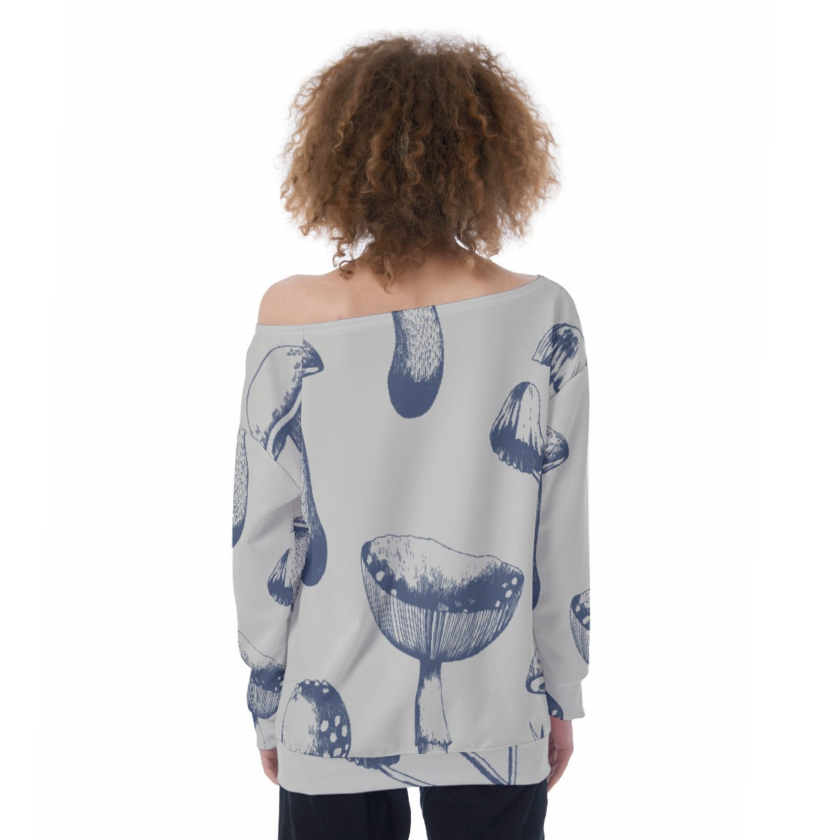 All-Over Print Oversized Women's Off-Shoulder Sweatshirt