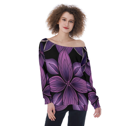 All-Over Print Oversized Women's Off-Shoulder Sweatshirt