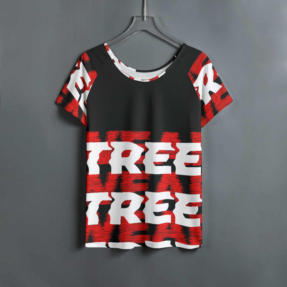 All-Over Print Women's Round Neck T-shirt With Raglan Sleeve