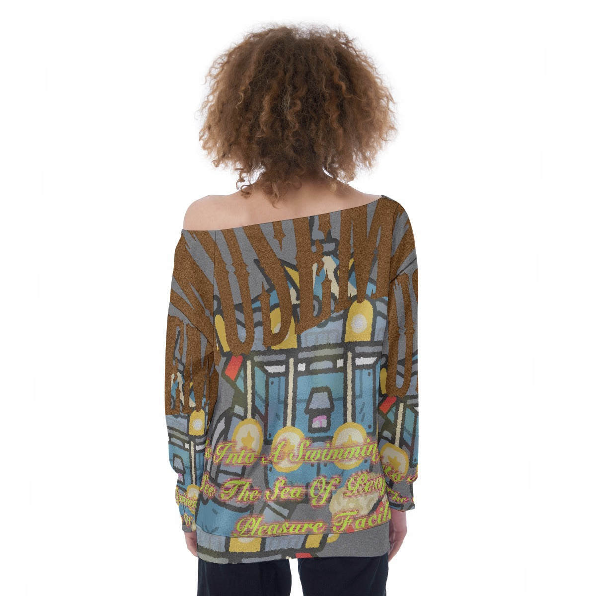 All-Over Print Oversized Women's Off-Shoulder Sweatshirt