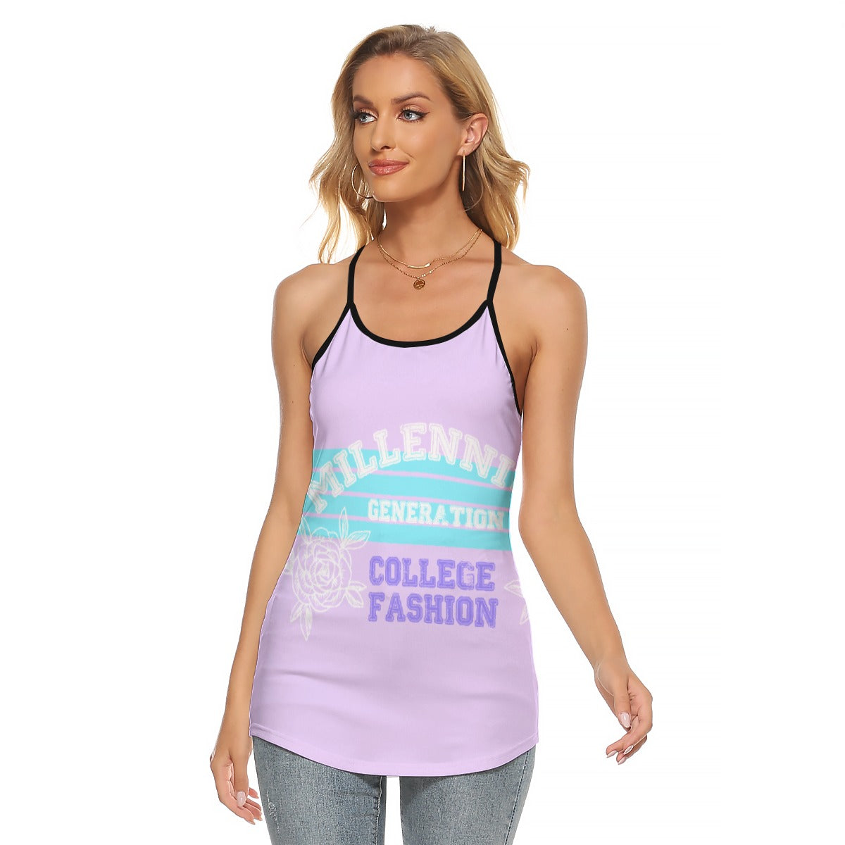 All-Over Print Women's Criss-Cross Open Back Tank Top