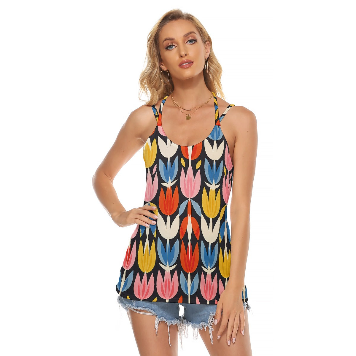 All-Over Print Women's Halter Top With Backless