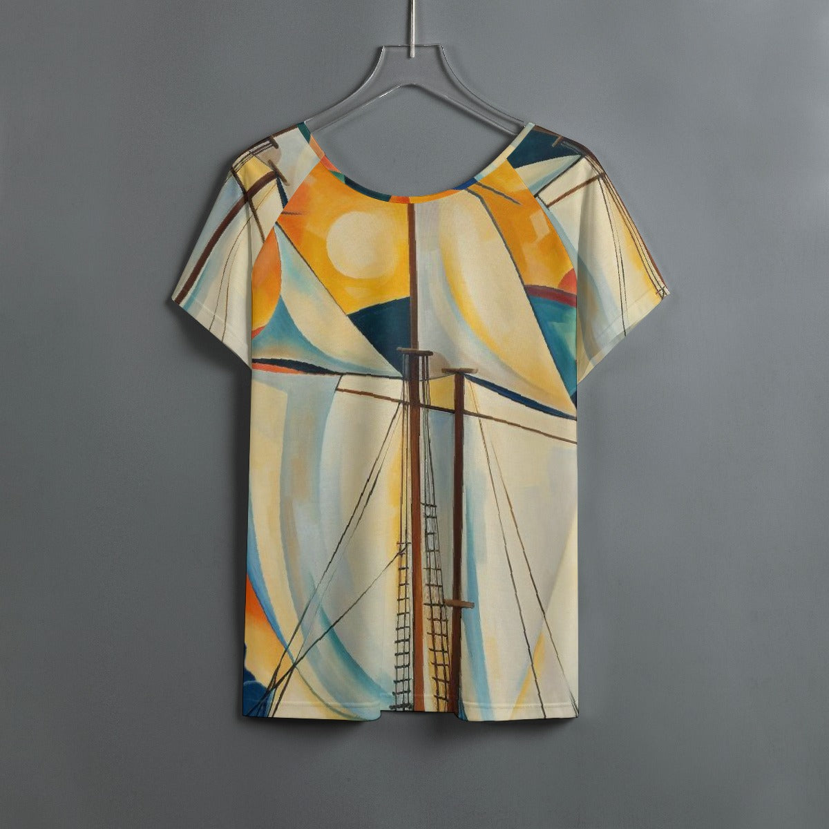 All-Over Print Women's Round Neck T-shirt With Raglan Sleeve