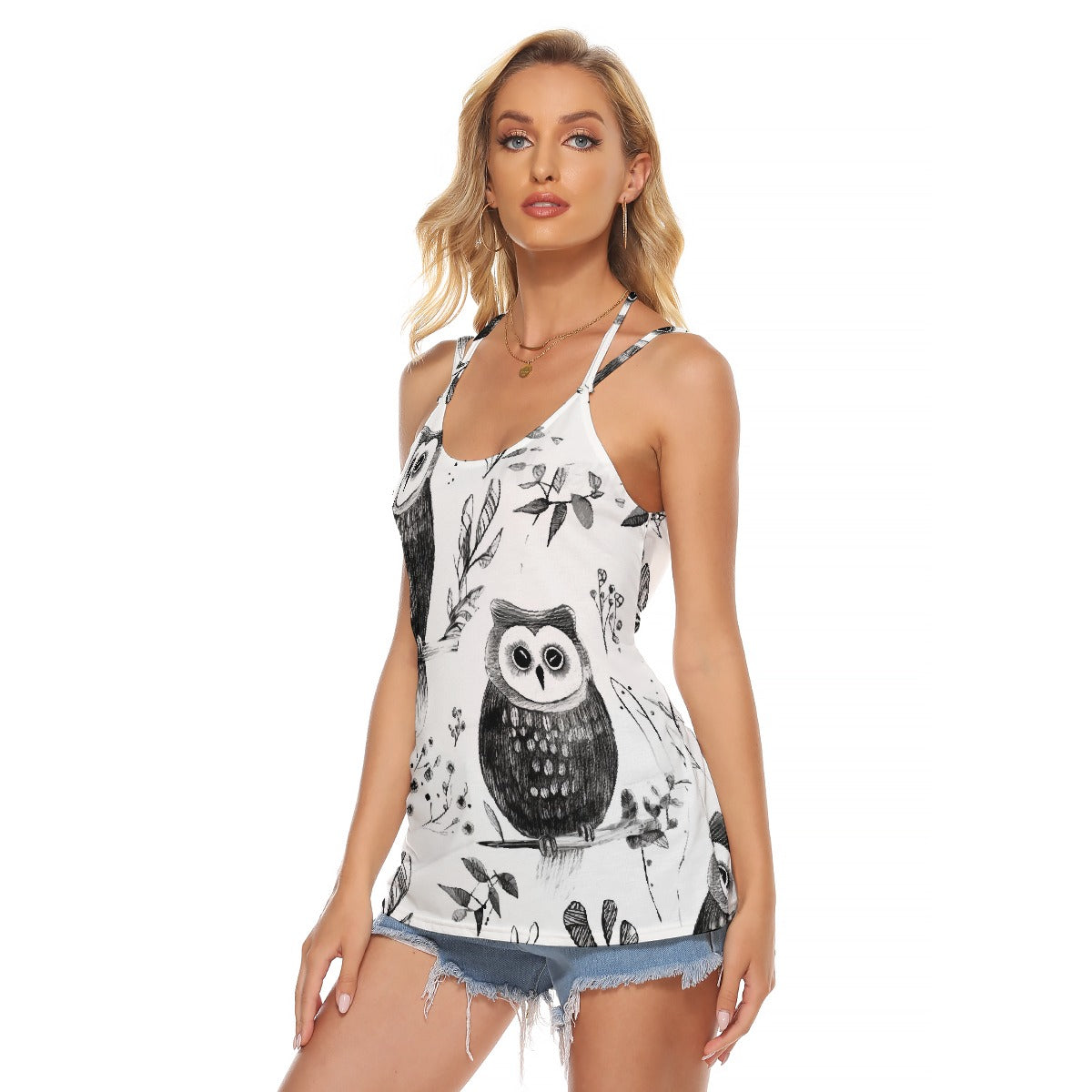 All-Over Print Women's Halter Top With Backless