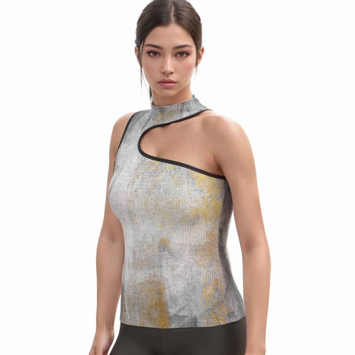 All-Over Print Women's Halter Sleeveless Asymmetrical Tank Top
