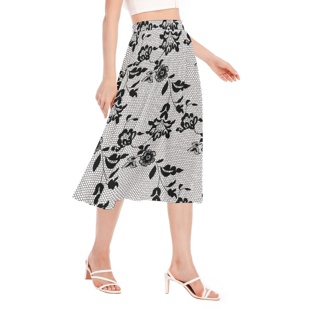 All-Over Print Women's Long Section Chiffon Skirt