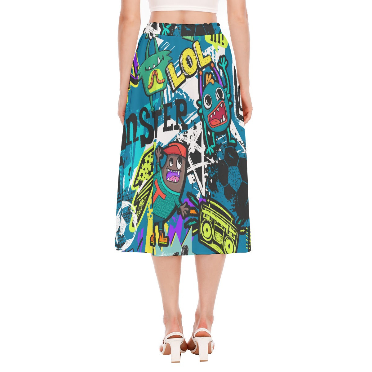All-Over Print Women's Long Section Chiffon Skirt