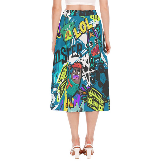 All-Over Print Women's Long Section Chiffon Skirt