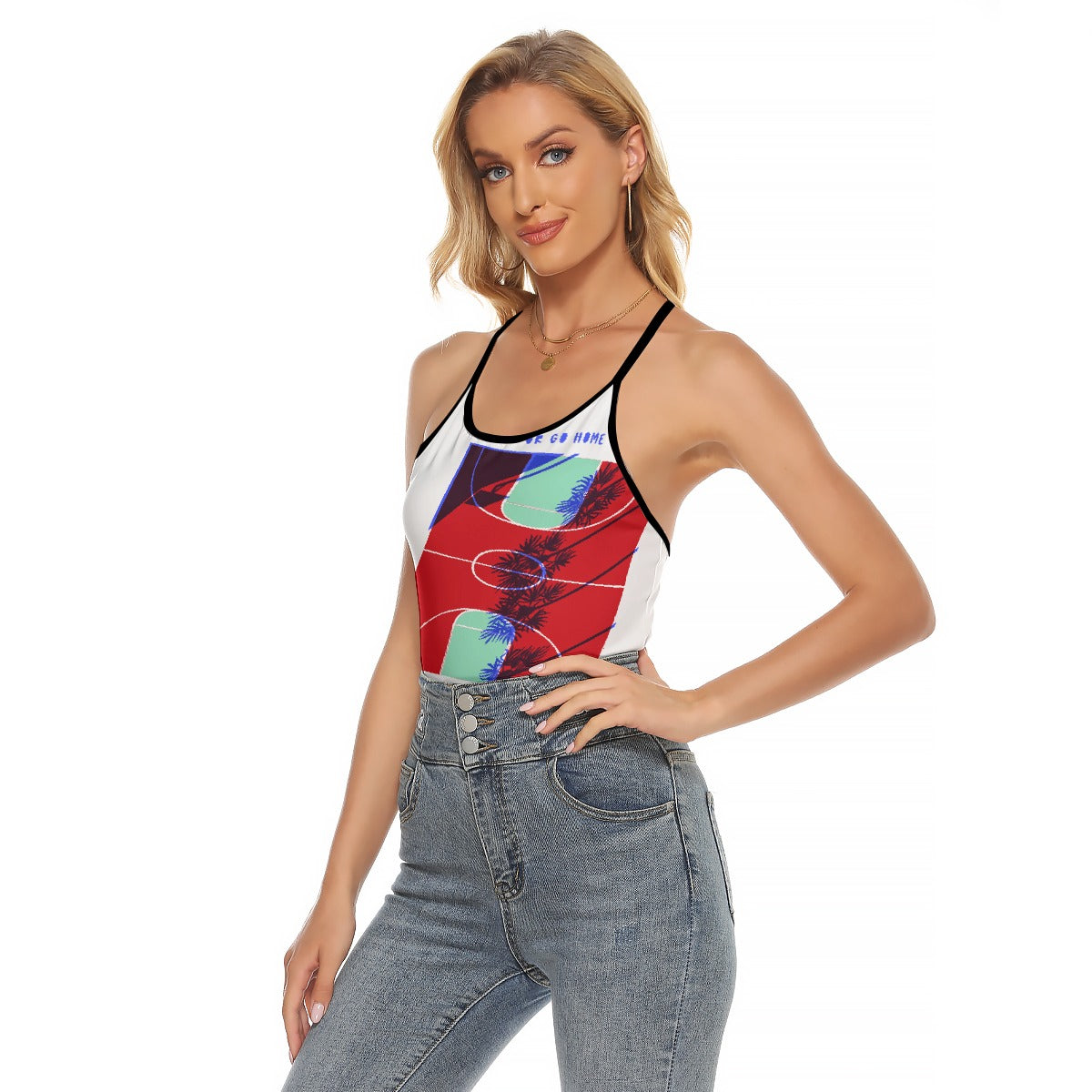All-Over Print Women's Criss-Cross Open Back Tank Top
