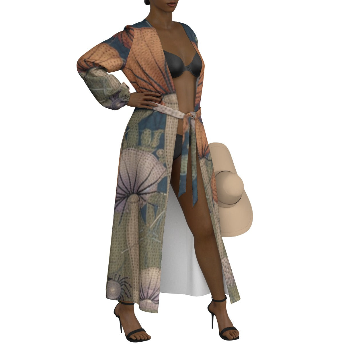 All-Over Print Women's Lace-up Chiffon Robe