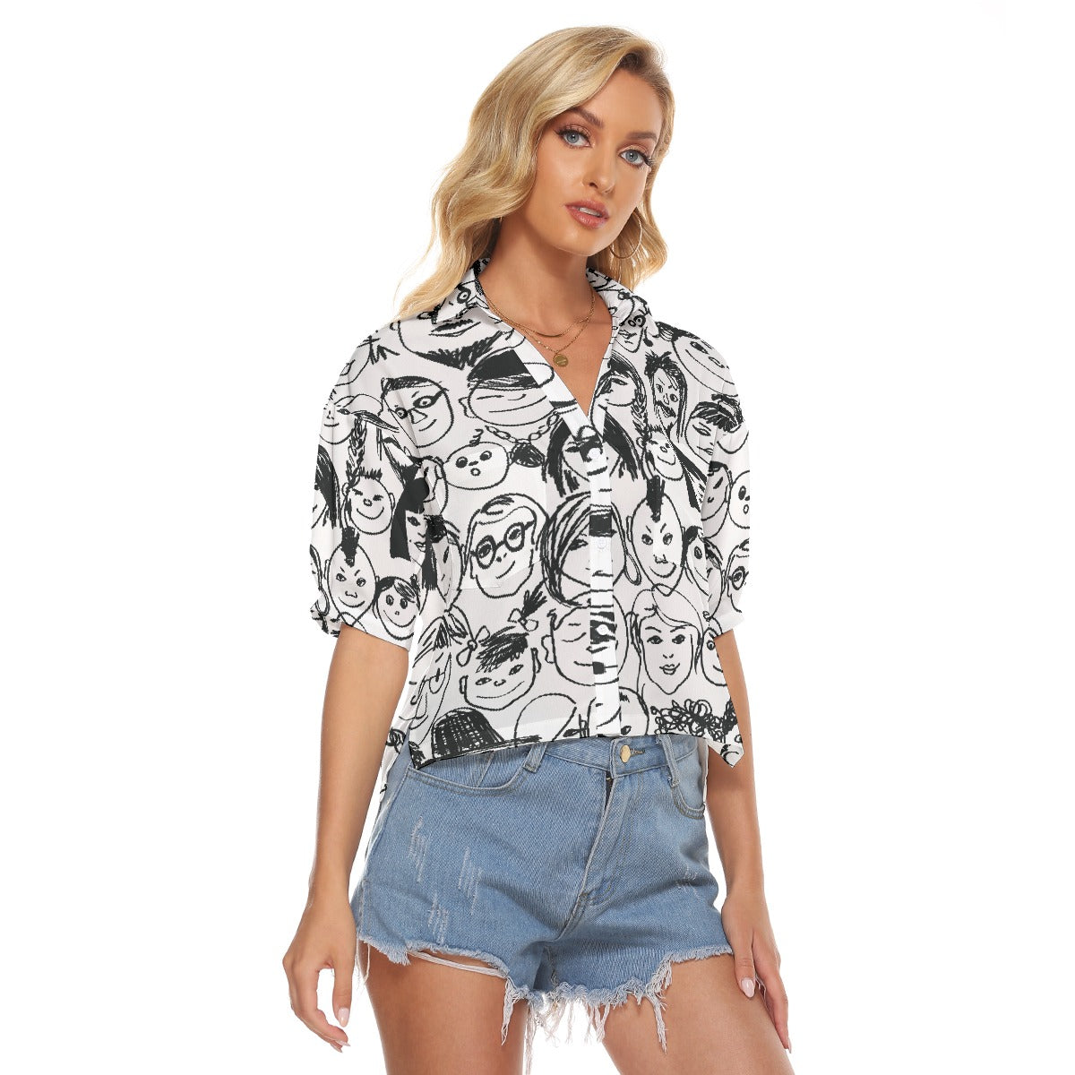 All-Over Print Women's V-neck Shirts
