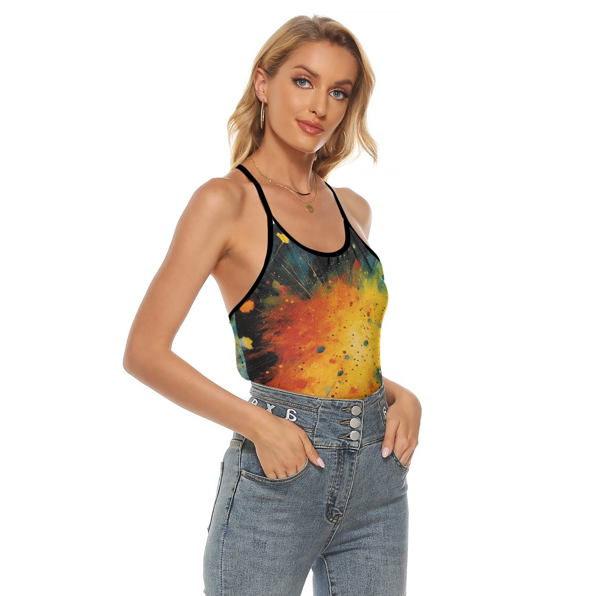 All-Over Print Women's Criss-Cross Open Back Tank Top