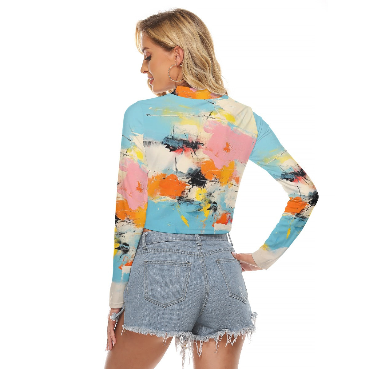 All-Over Print Women's Hollow Chest Keyhole Tight Crop Top