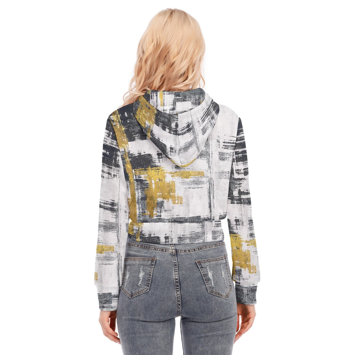 All-Over Print Women's Crop Top Hoodie With Zipper Closure