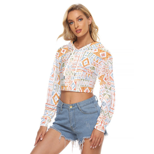 All-Over Print Women's Crop Top Hoodie|Velvet