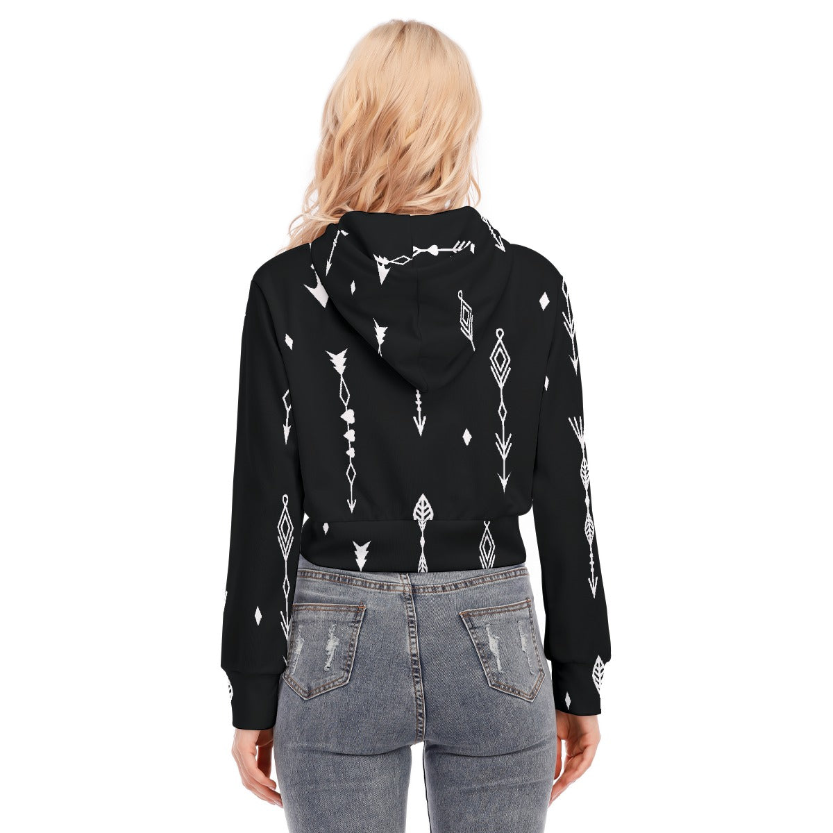 All-Over Print Women's Crop Top Hoodie With Zipper Closure
