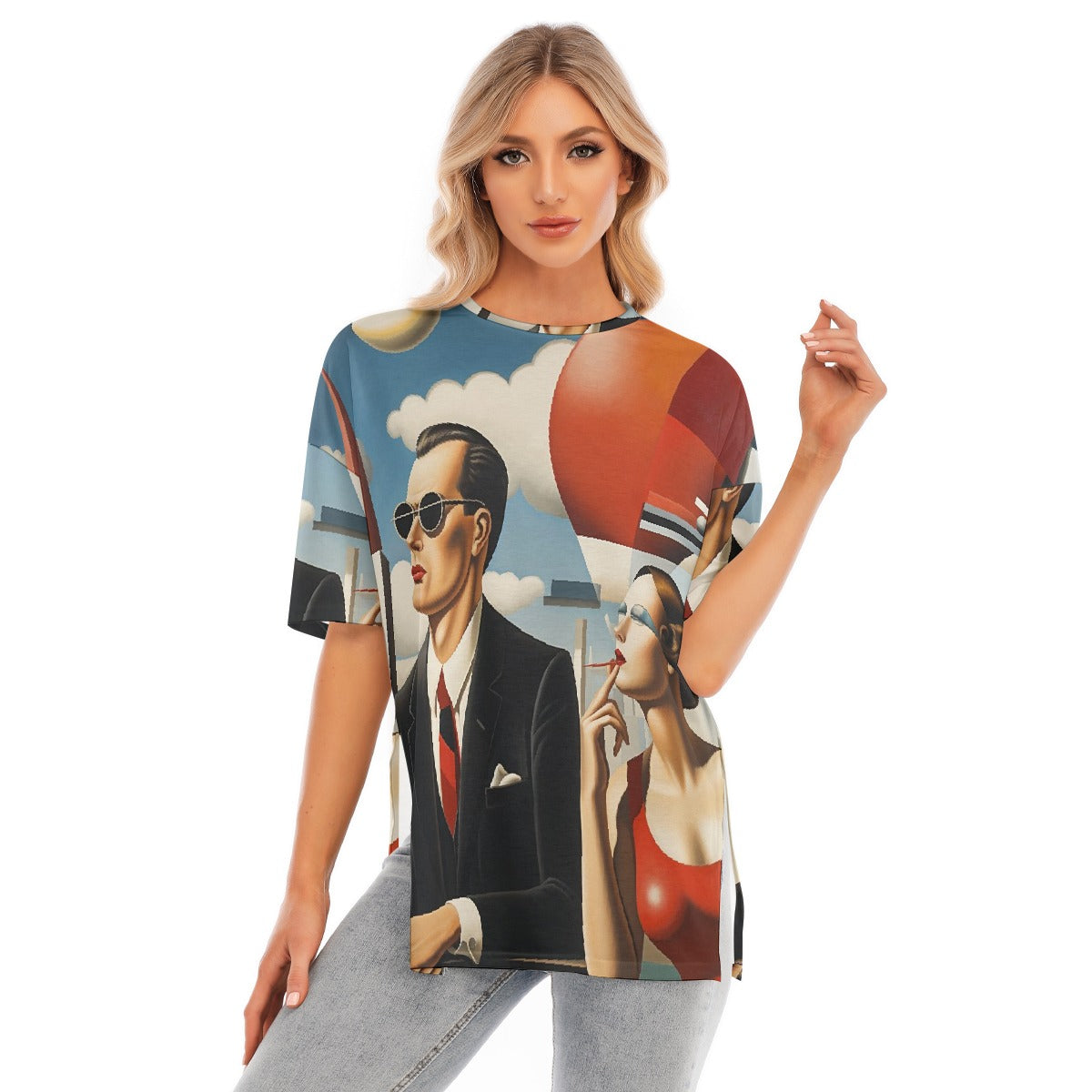All-Over Print Women's Short Sleeves T-shirt With Hem Split