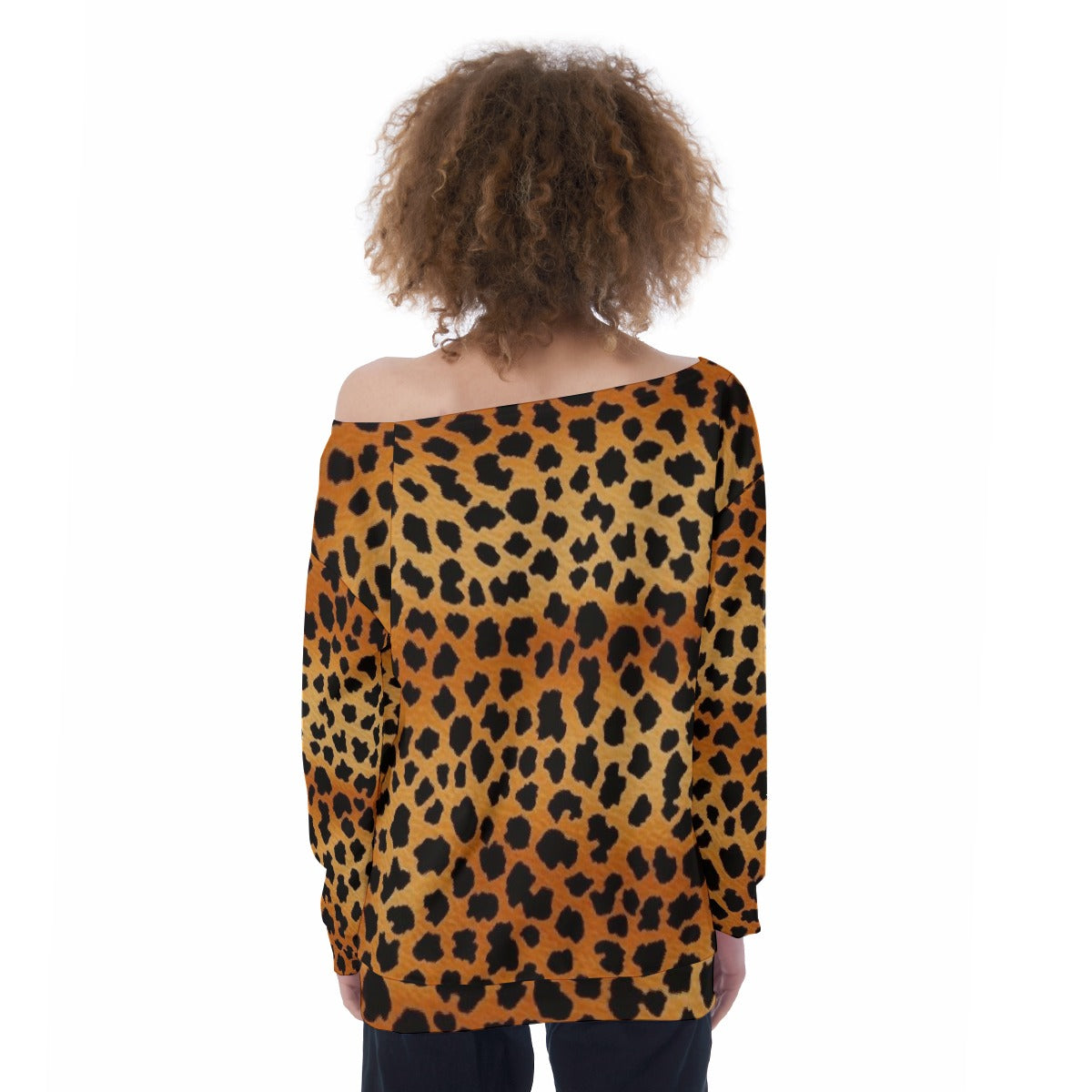 All-Over Print Oversized Women's Off-Shoulder Sweatshirt