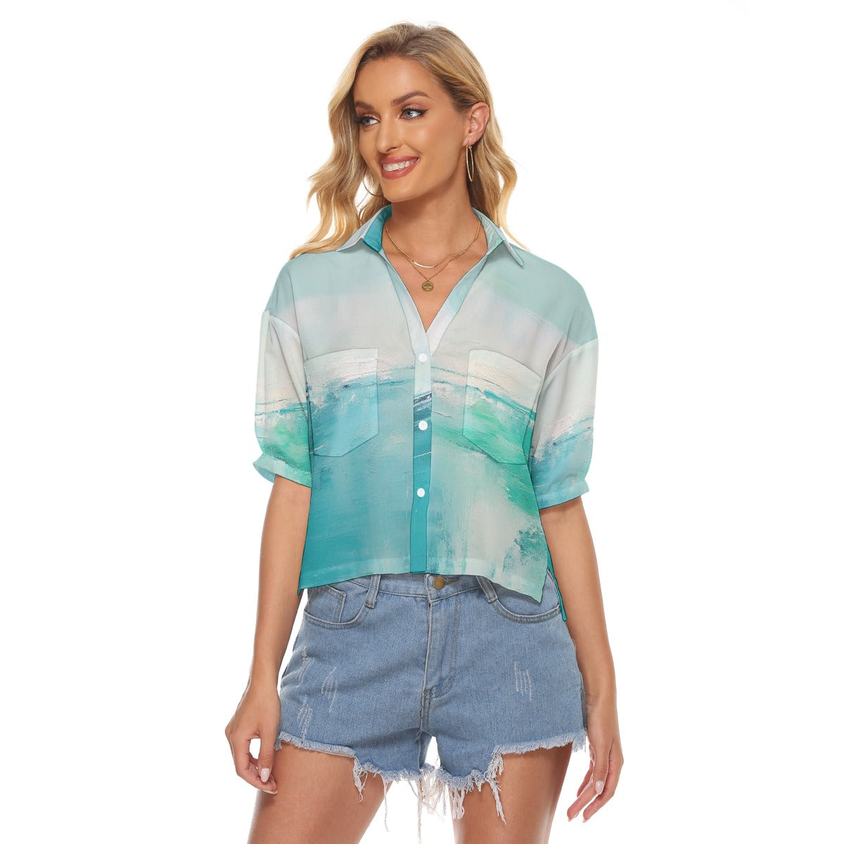 All-Over Print Women's V-neck Shirts