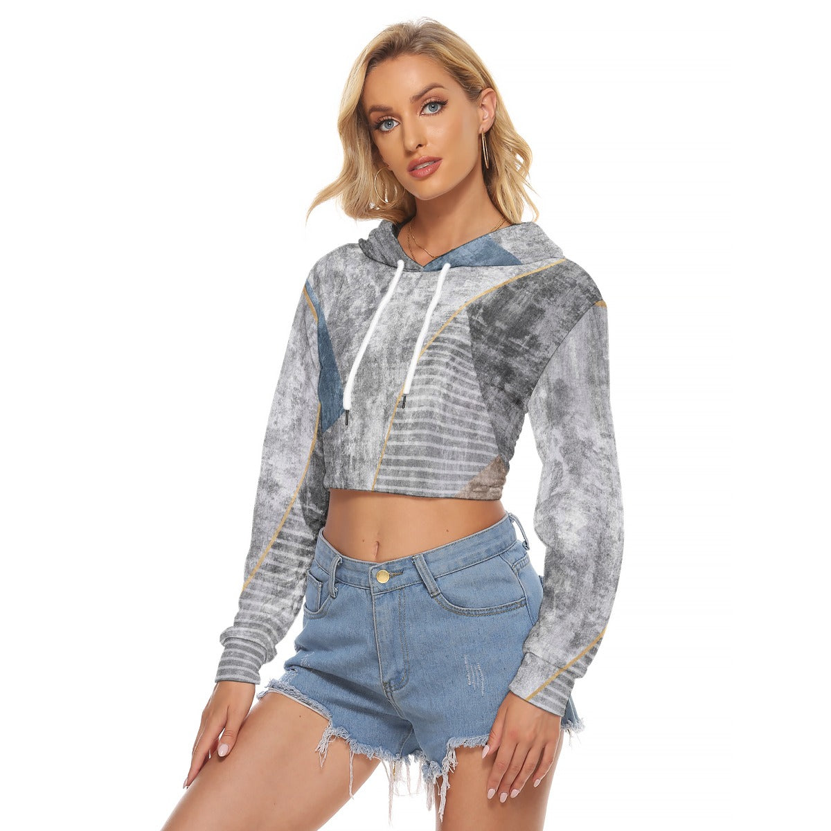 All-Over Print Women's Crop Top Hoodie|Velvet