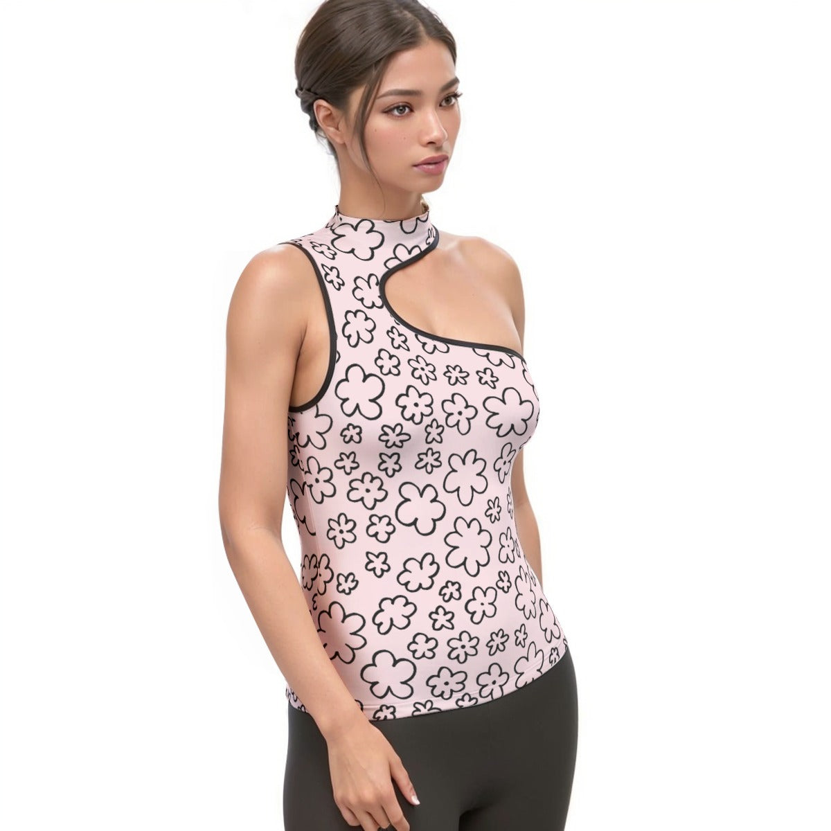 All-Over Print Women's Halter Sleeveless Asymmetrical Tank Top