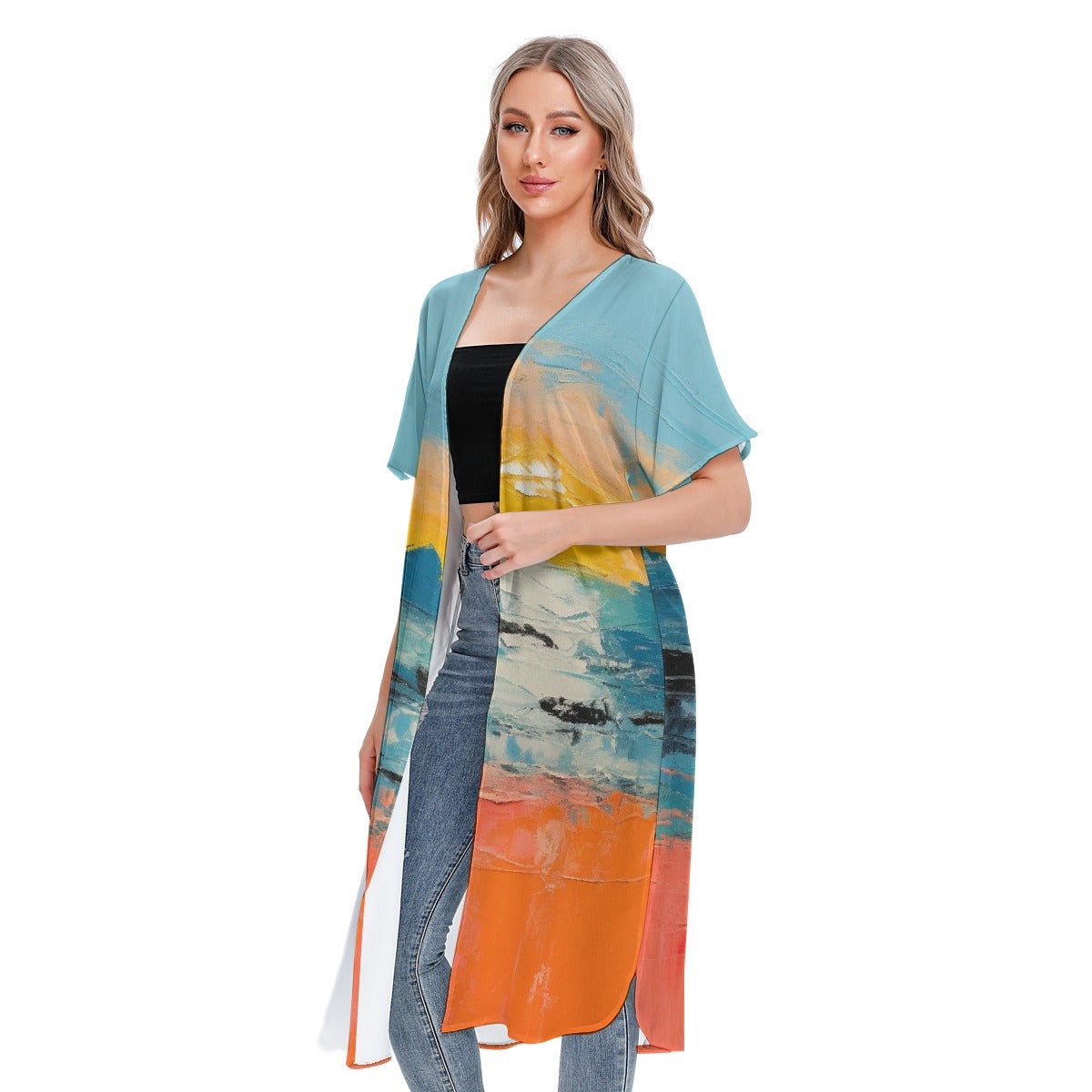 All-Over Print Women's Short Sleeve Cardigan