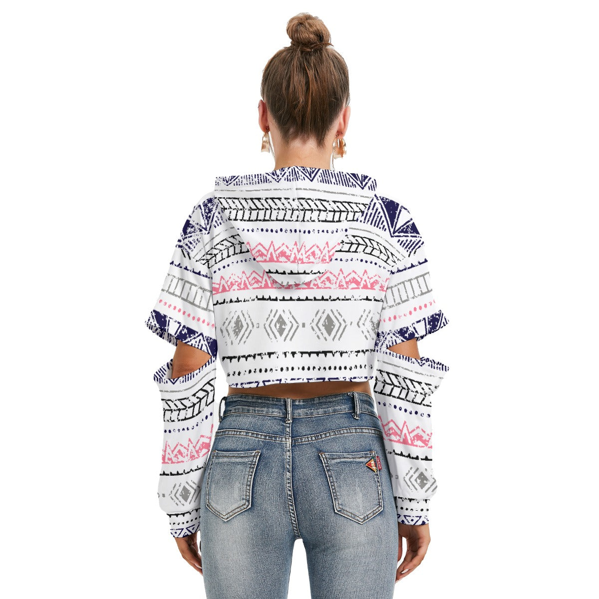 All-Over Print Women's Heavy Fleece Hoodie With Hollow Out Sleeve