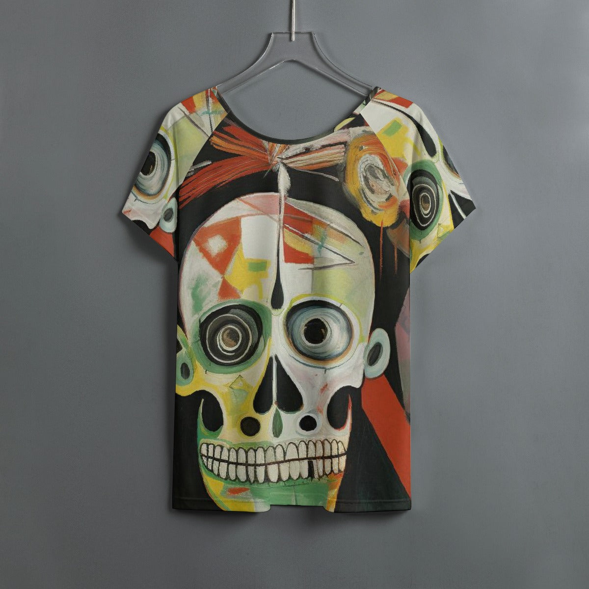 All-Over Print Women's Round Neck T-shirt With Raglan Sleeve